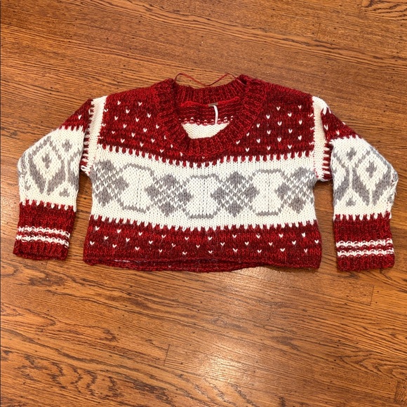Free People Cropped Fair Isle Pullover – Small - Cozy Boho Vibes - Picture 2 of 7